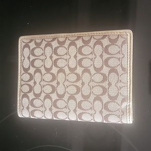 Authentic Coach Passport Cover with Gold Trim and Gold Interior